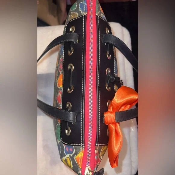 Dooney & Bourke Vintage Rainbow Crayon Graffiti Hearts Collection Bag Y2K 🌈 - Picture 5 of 17